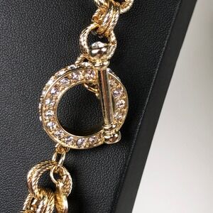 Off Park Collection Necklace Pave Rhinestone Toggle Gold Tone Chunky Link Chain